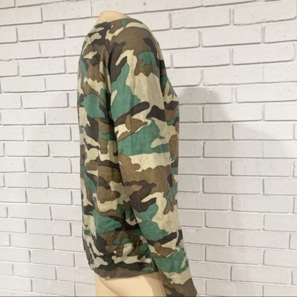 J.Crew Tippi Camo Merino Wool Crewneck Sweater Green Brown Preppy Medium - Picture 7 of 10